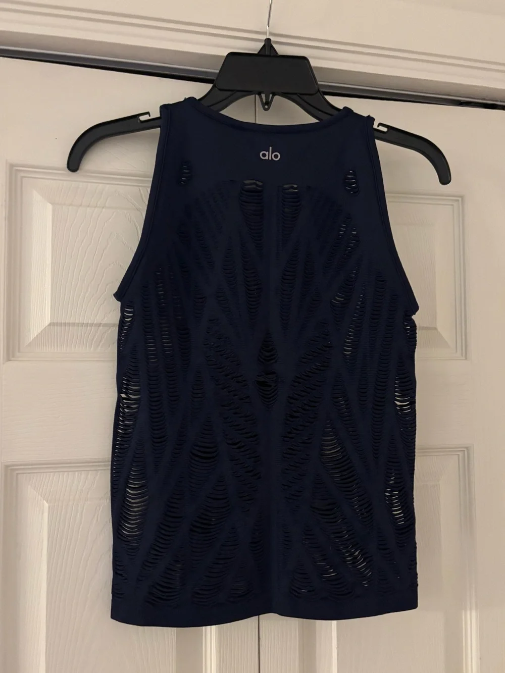 ALO YOGA Vixen Fitted Racerback Tank Top in Navy